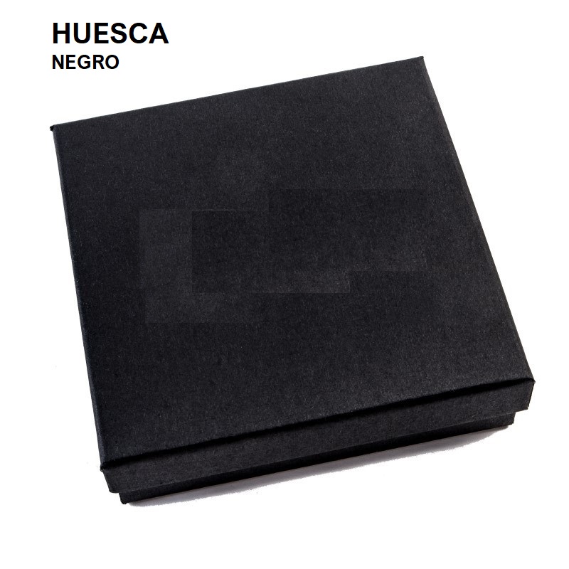 Caja HUESCA negra, collar - aderezo 120x120x35 mm.